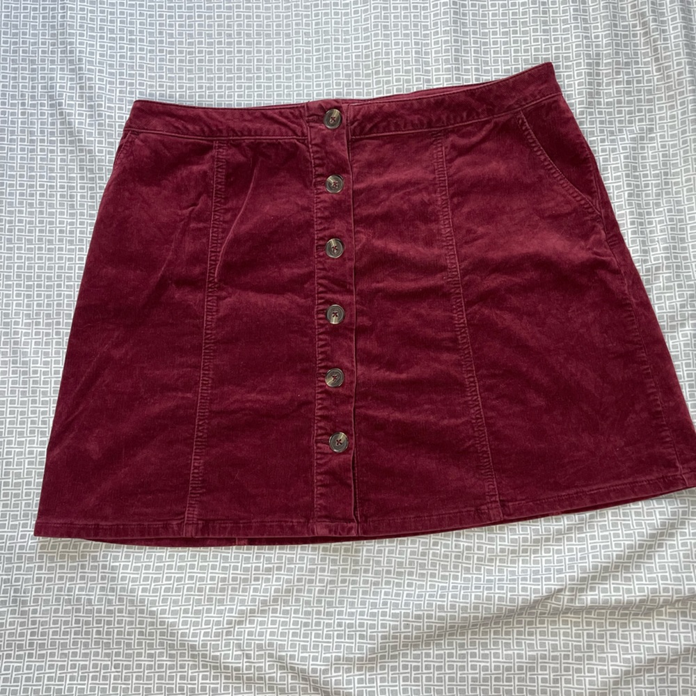 Maurices Burgundy Corduroy Skirt, Size 16